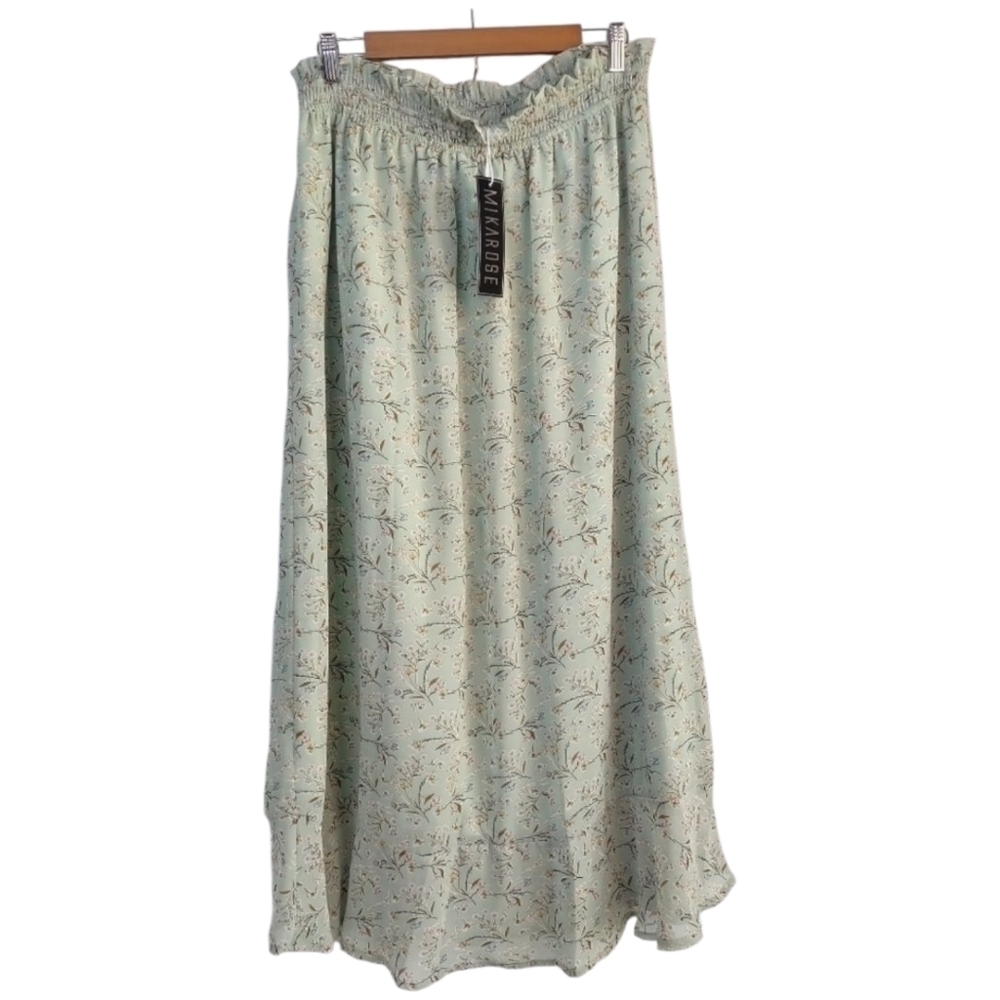 Mikarose Jade Birch Floral Spring Blooms Button Front Maxi Skirt Boho Sz XL NWT - Picture 2 of 12